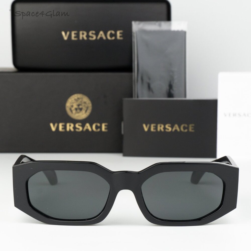 Versace Men Sunglasses Black Grey Rectangle VE4489U GB1/87 NEW AUTHENTIC